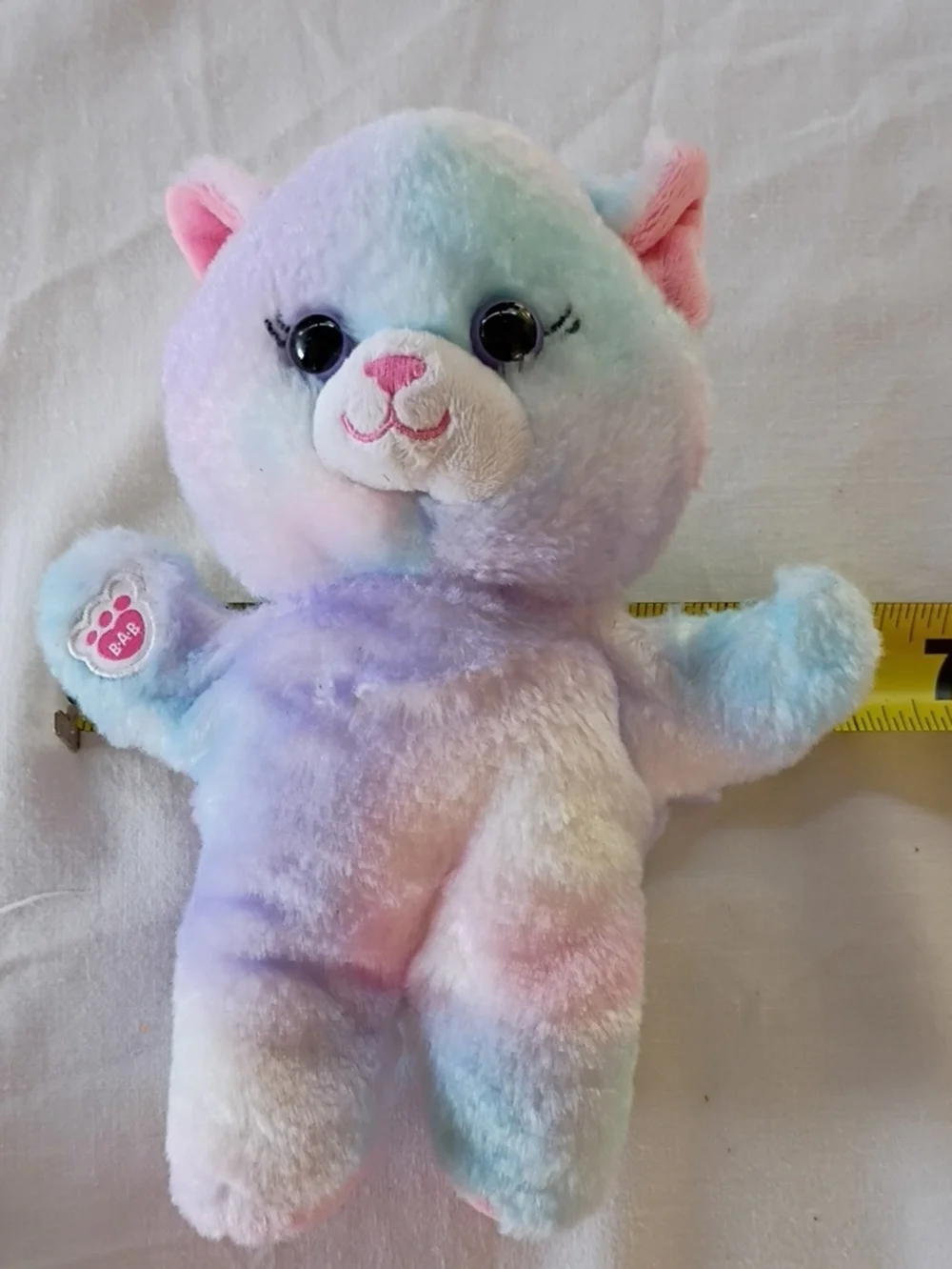 EUC Build-A-Bear Mini Beans Pastel Swirl Kitty 7